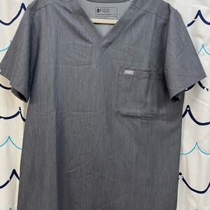 Figs Men's or Women’s Charcoal V-Neck Short Sleeve Scrub Top